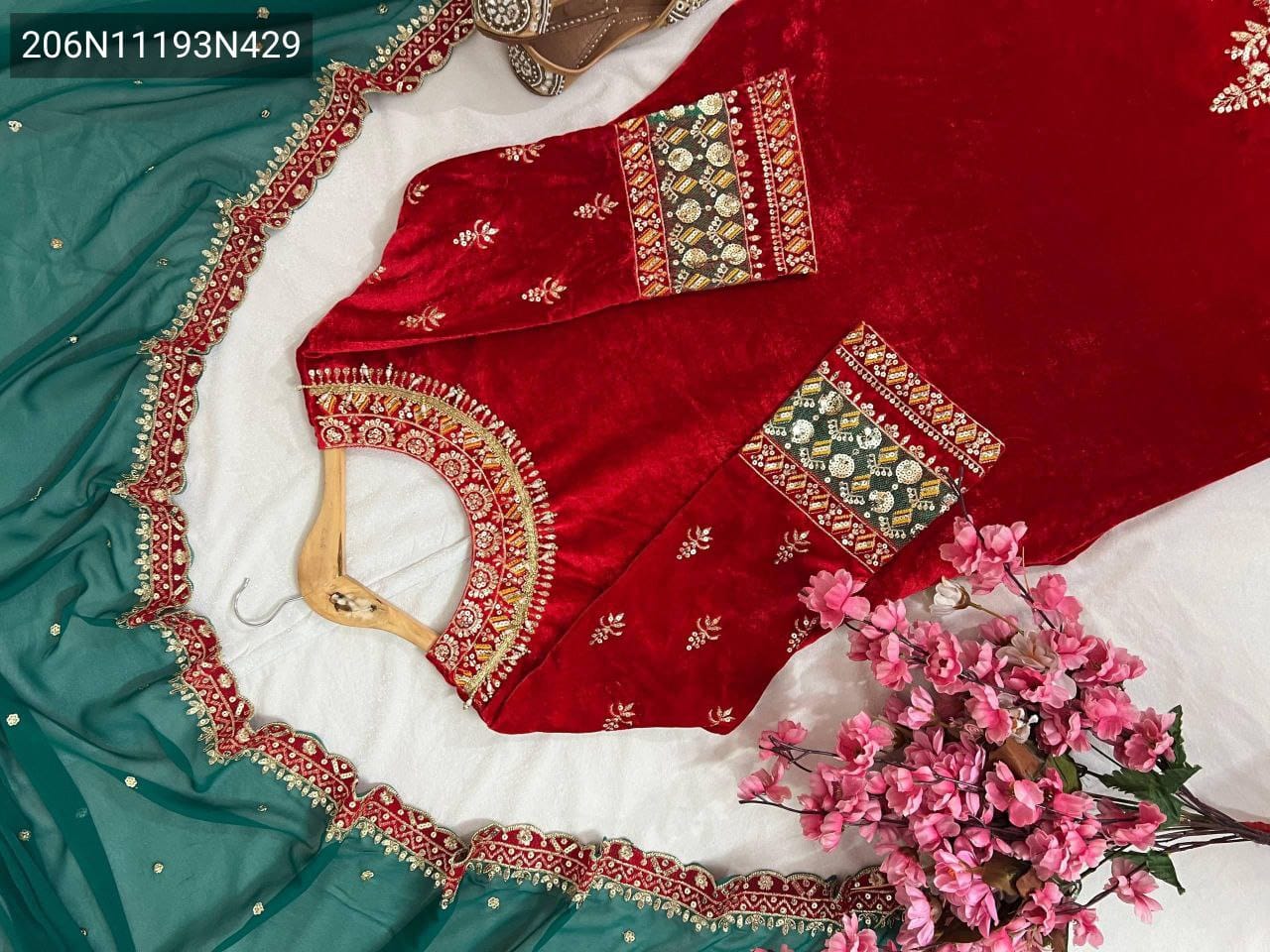 Velvet Kurthi-Palazzo Set