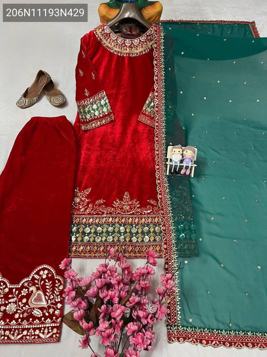 Velvet Kurthi-Palazzo Set