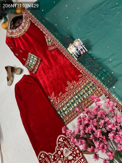 Velvet Kurthi-Palazzo Set