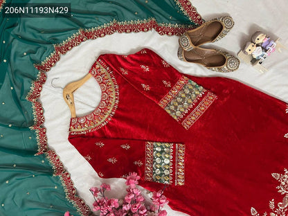 Velvet Kurthi-Palazzo Set