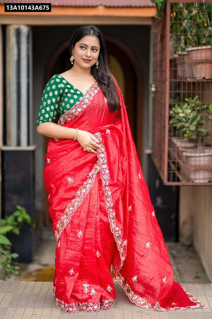 Soft paper crush saree