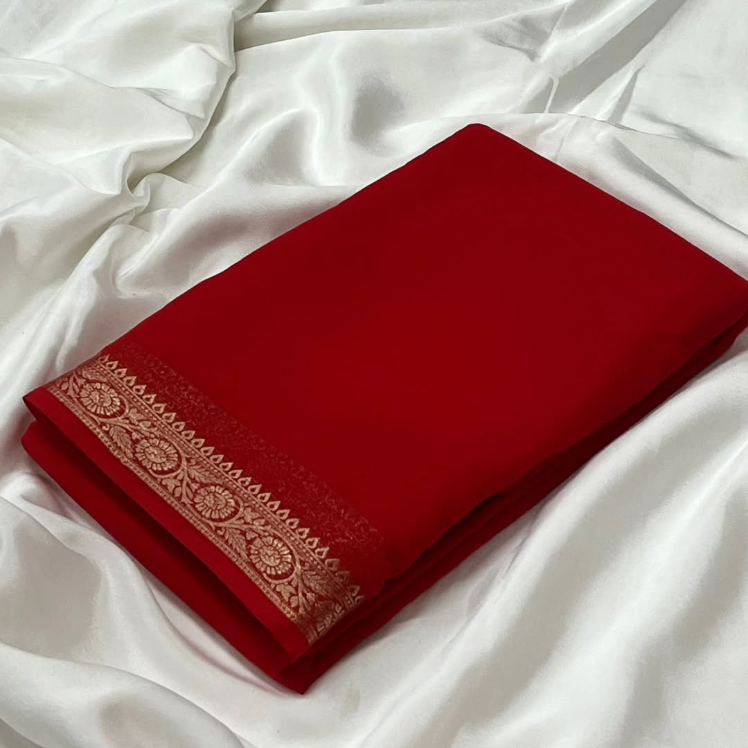 Pure VISCOSE silk 2/2 small Fancy Border Sarees