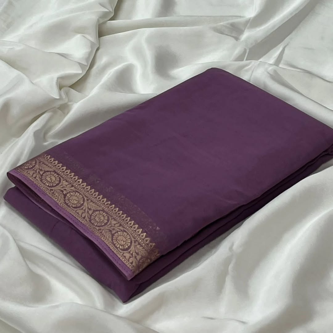 Pure VISCOSE silk 2/2 small Fancy Border Sarees