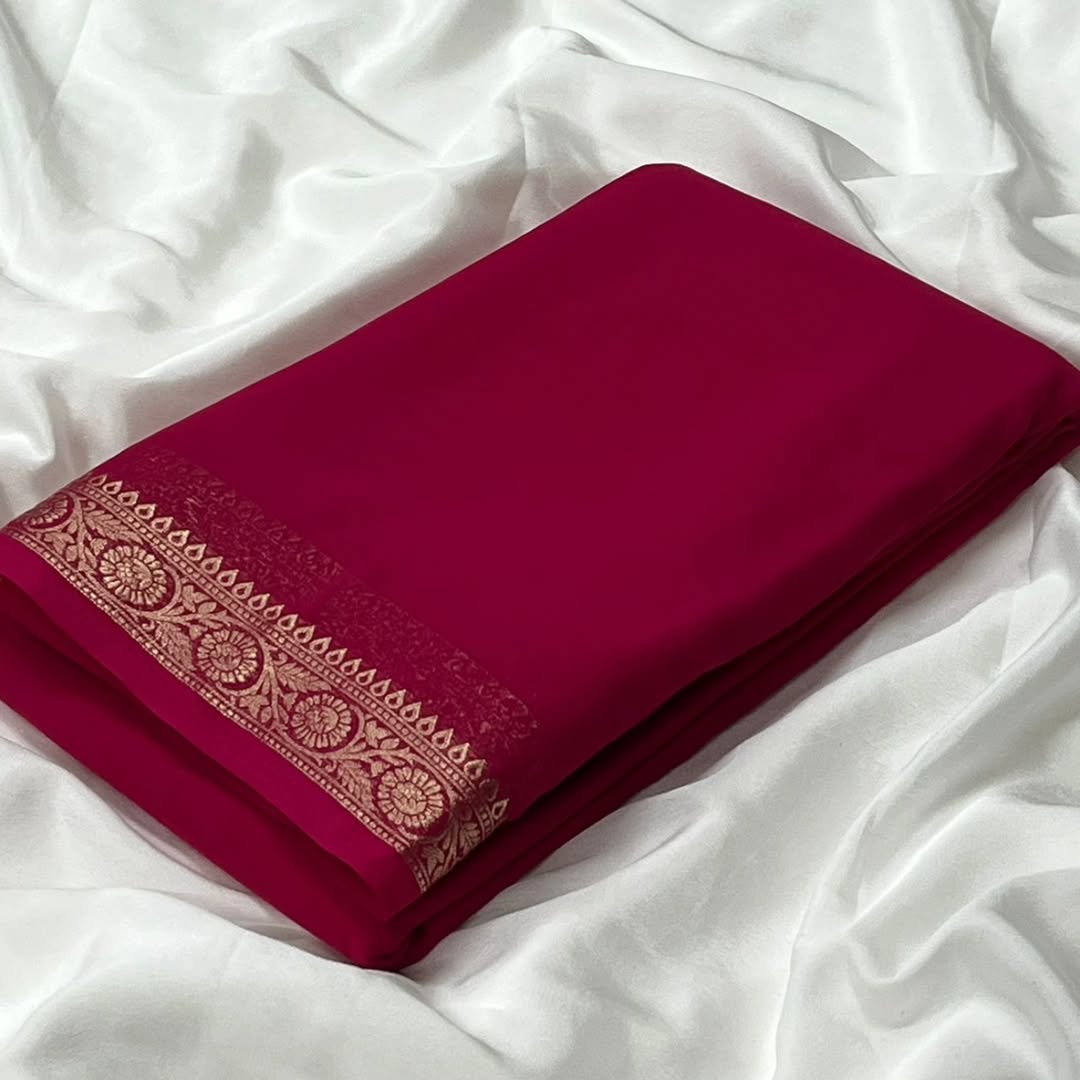 Pure VISCOSE silk 2/2 small Fancy Border Sarees