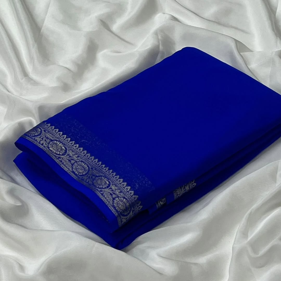 Pure VISCOSE silk 2/2 small Fancy Border Sarees