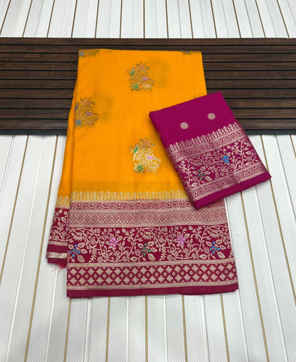 Rukmini Khadi Georgette Saree