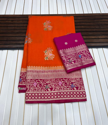 Rukmini Khadi Georgette Saree