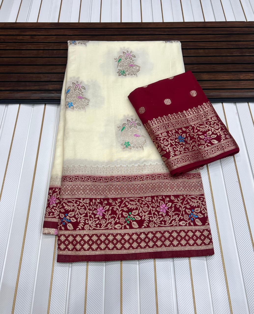 Rukmini Khadi Georgette Saree