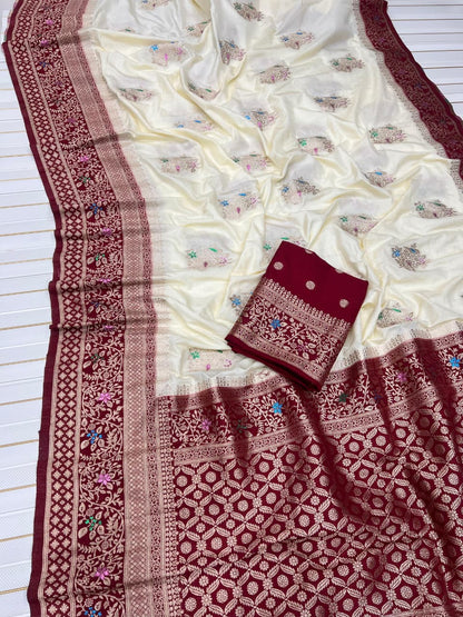 Rukmini Khadi Georgette Saree