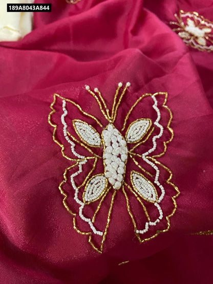 Georgette Silk Butterfly Handwork Saree