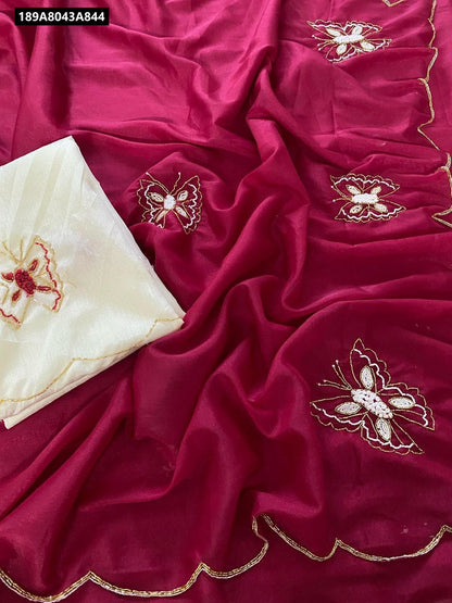 Georgette Silk Butterfly Handwork Saree