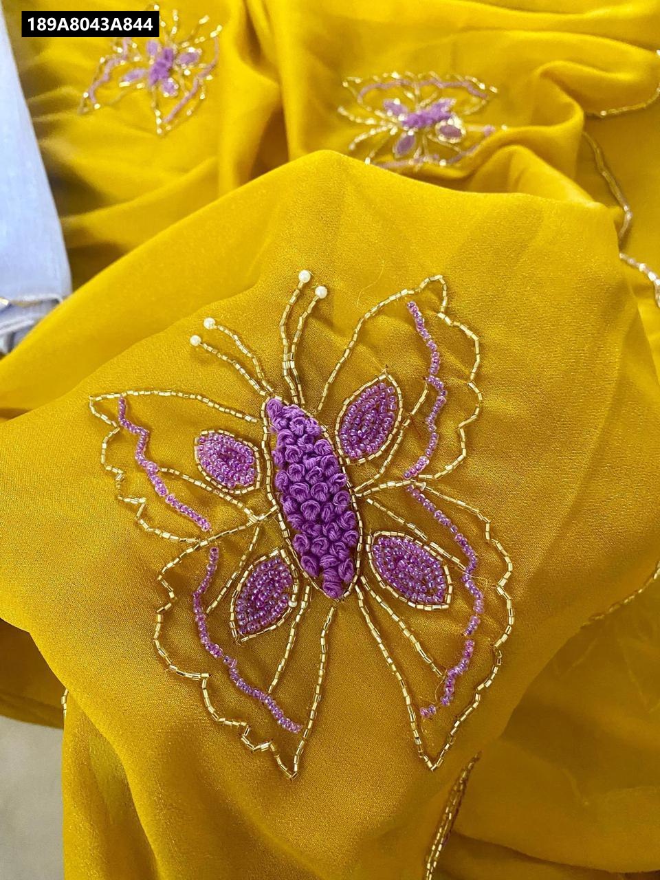 Georgette Silk Butterfly Handwork Saree