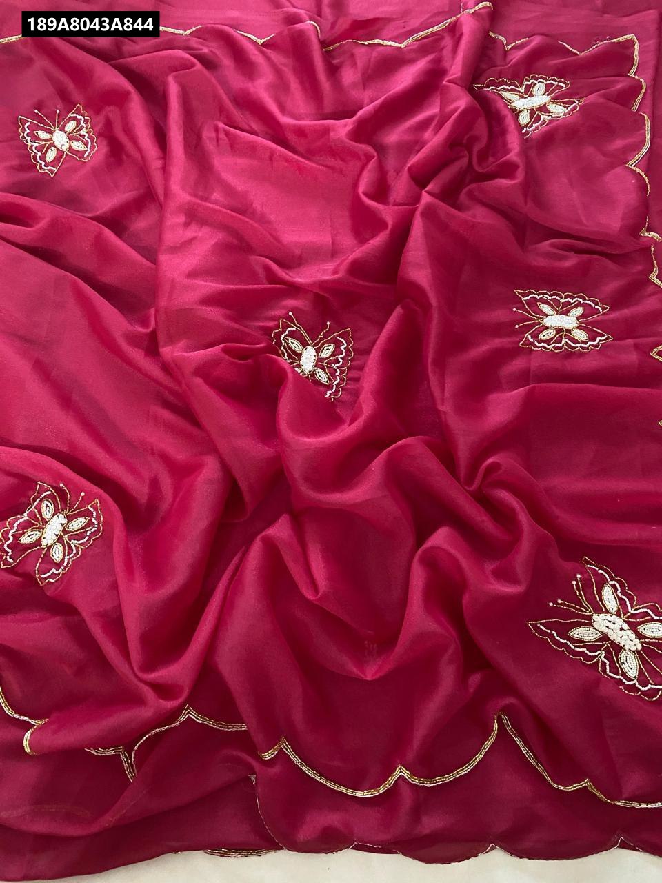 Georgette Silk Butterfly Handwork Saree