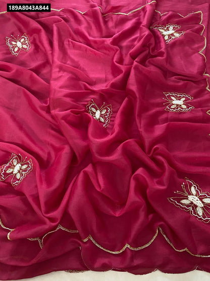 Georgette Silk Butterfly Handwork Saree