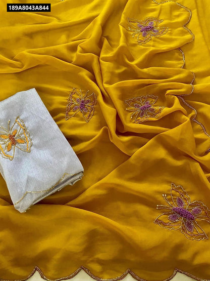 Georgette Silk Butterfly Handwork Saree