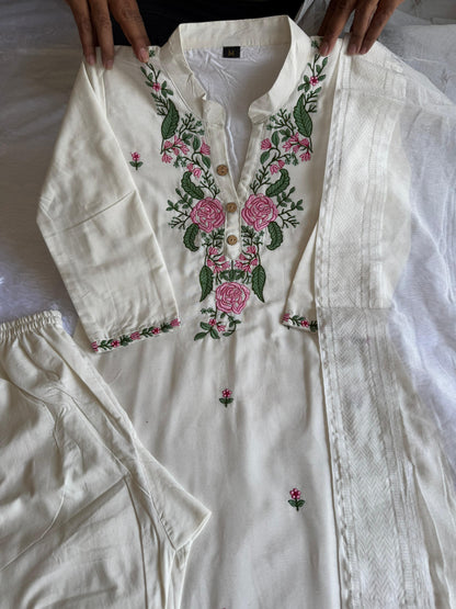 Khadi Cotton Embroidery Kurthi Set