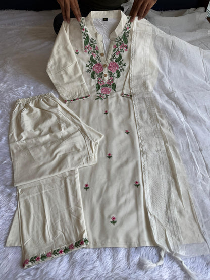 Khadi Cotton Embroidery Kurthi Set
