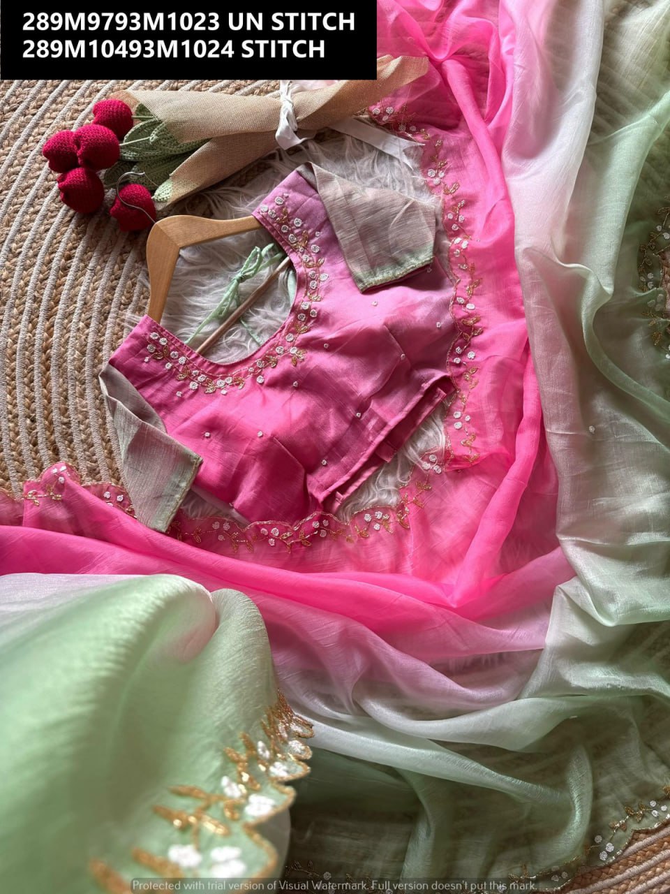 Premium Glass Candy Crush Tissue Saree