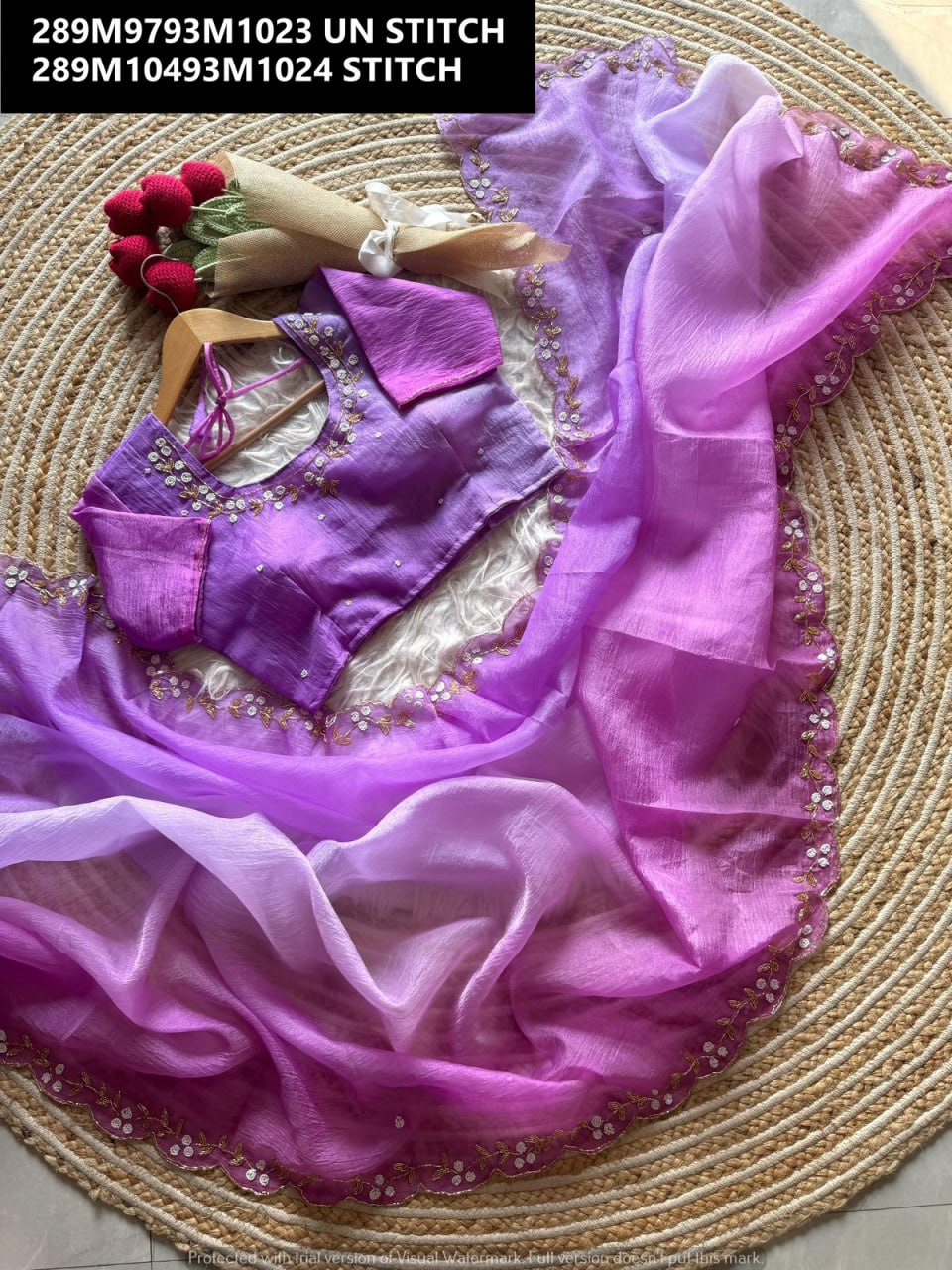 Premium Glass Candy Crush Tissue Saree