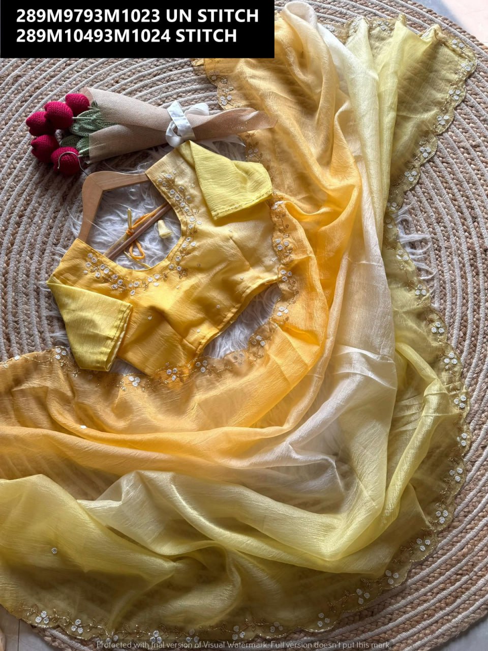 Premium Glass Candy Crush Tissue Saree