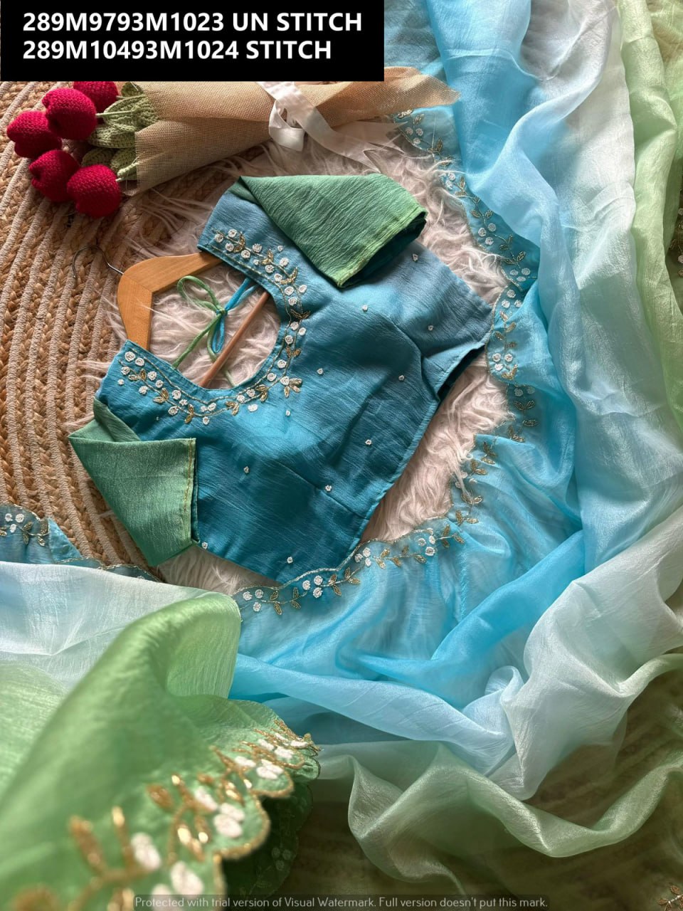 Premium Glass Candy Crush Tissue Saree