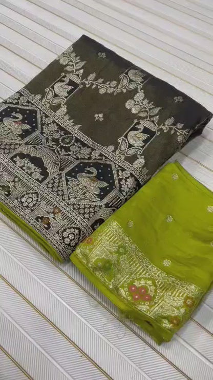 Pure Satin Silk Tissue Viscose Saree