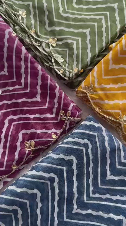 Pure dual shimmer georgette handwork saree