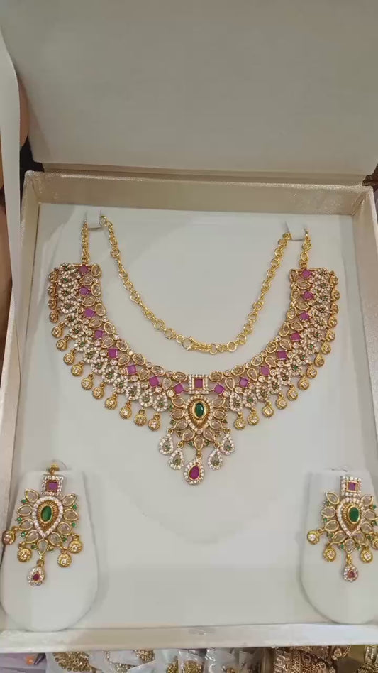 Kemp and CZ Droplets Necklace Set