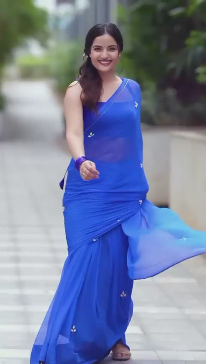 HANDWORK LEAF CUT DANA SILVER BORDER DINNER SAREE